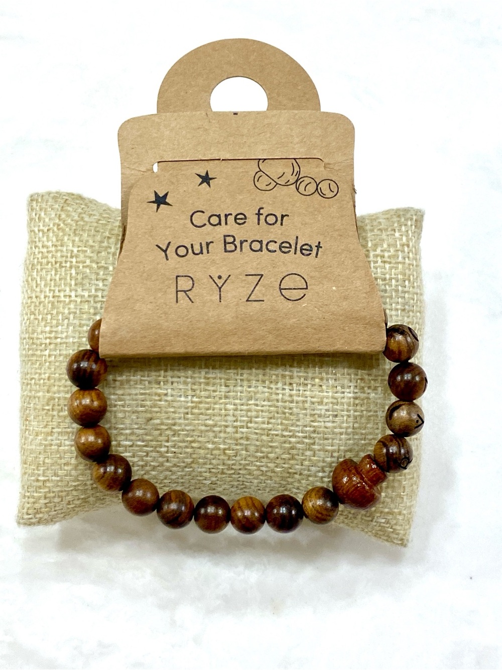 Ryze Polished Wooden Bead Bracelet - Brown